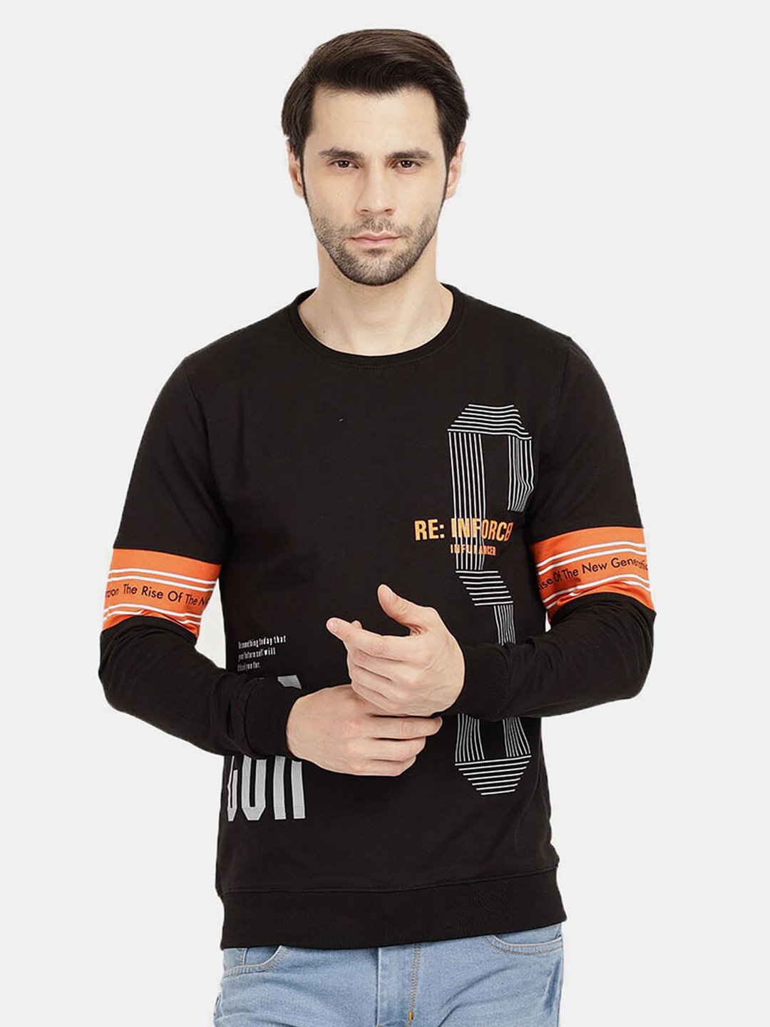

V-Mart Men Cotton Typography Printed T-shirt, Black
