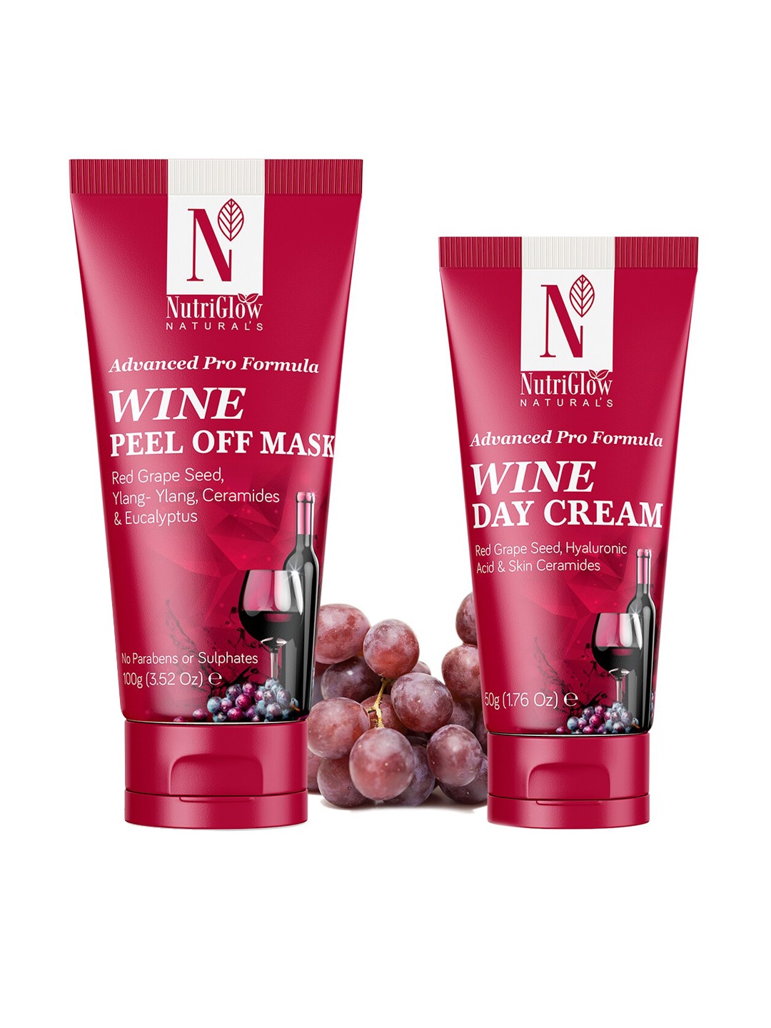 

NutriGlow Advanced Pro Formula Wine Peel Off Mask & Wine Day Cream, Red