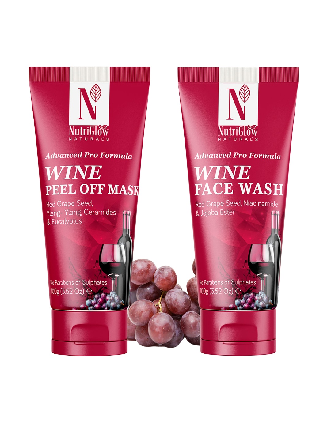 

NutriGlow Advanced Pro Formula Wine Peel Off Mask & Wine Face Wash 100 gm Each, Red