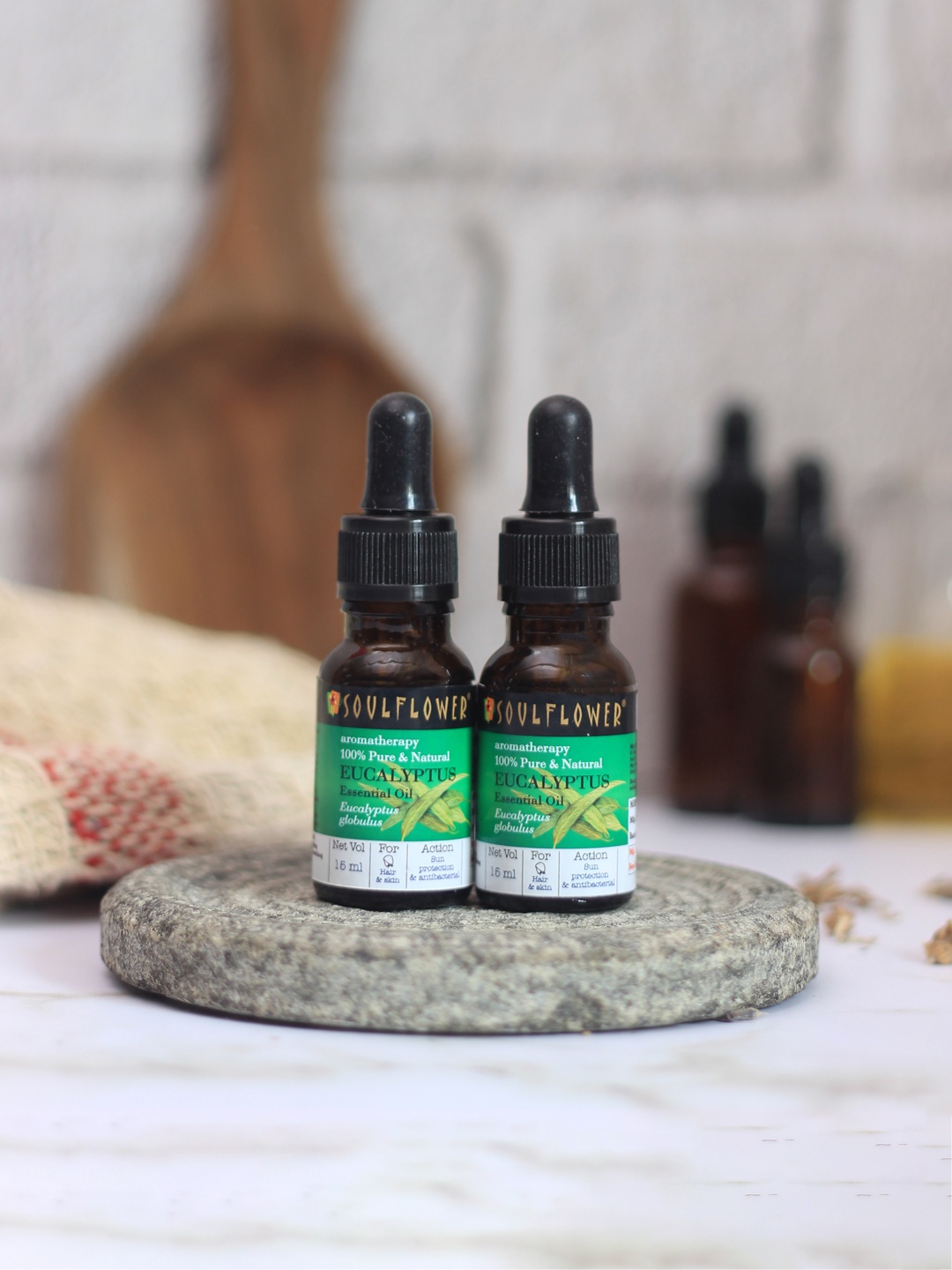 

Soulflower Set of 2 Aromatherapy 100% Pure & Natural Eucalyptus Essential Oils - 15ml each, Green