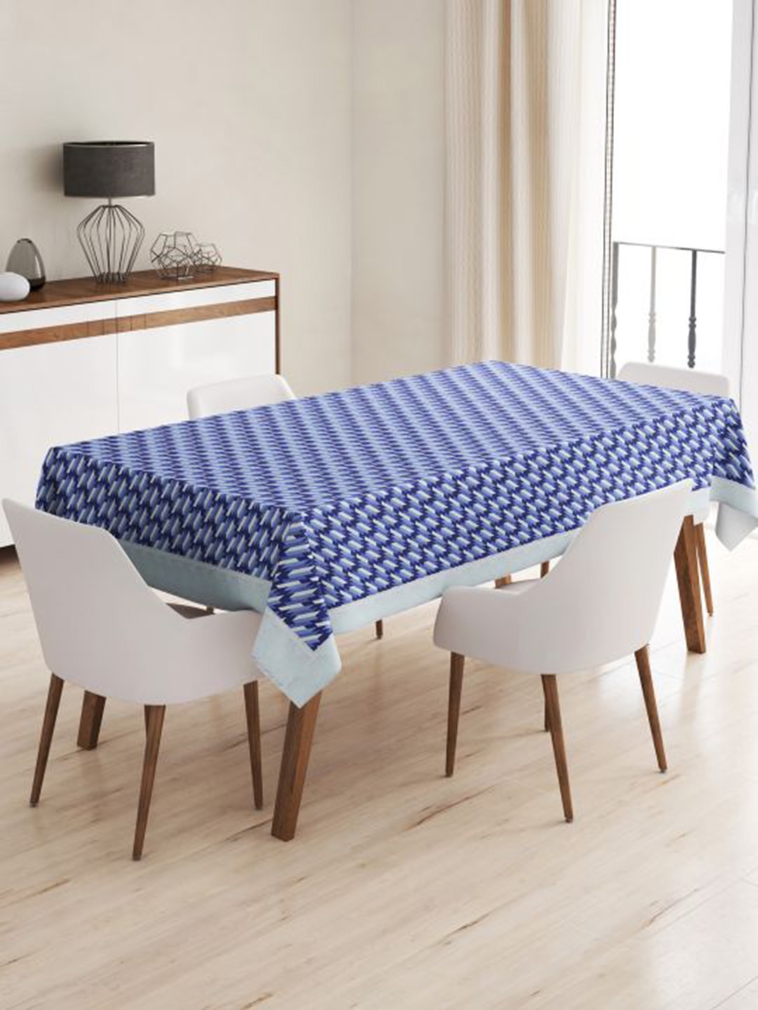 

BIANCA Blue Printed 6-Seater Table Cover