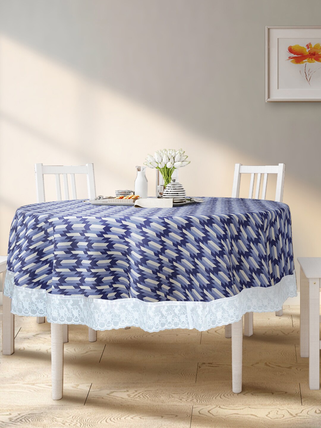 

BIANCA Blue & White Printed 4-Seater Table Cover