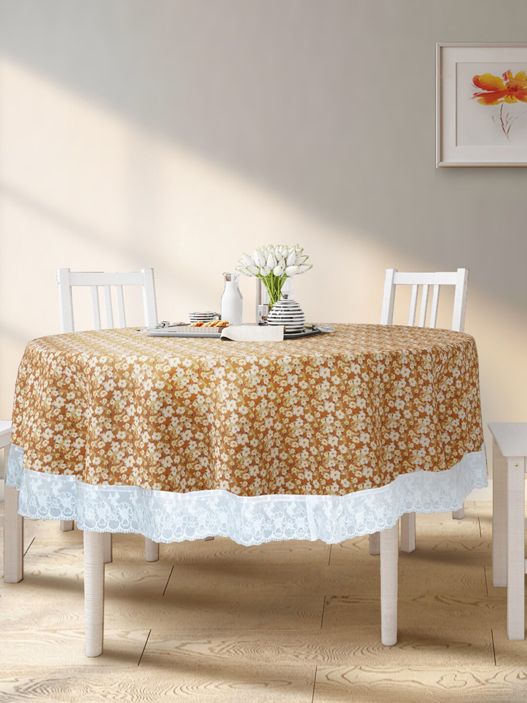 

BIANCA Brown Printed Anti-Slip 4-Seater Table Cover