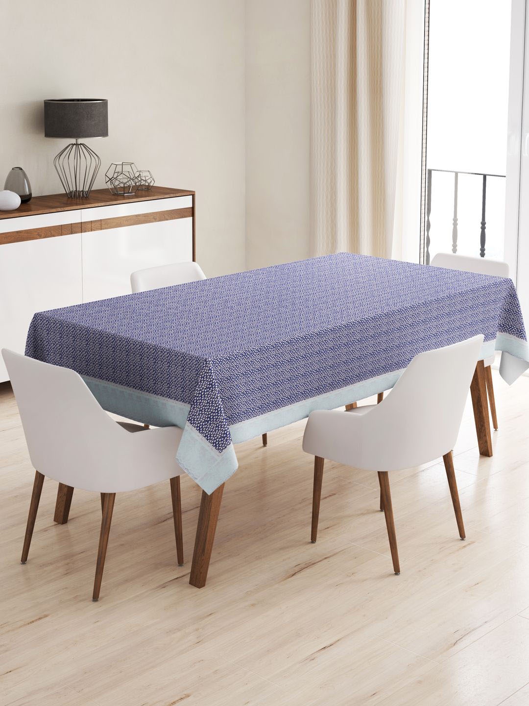 

BIANCA Blue & White Floral Printed 2 Seater Anti-Slip Table Cover