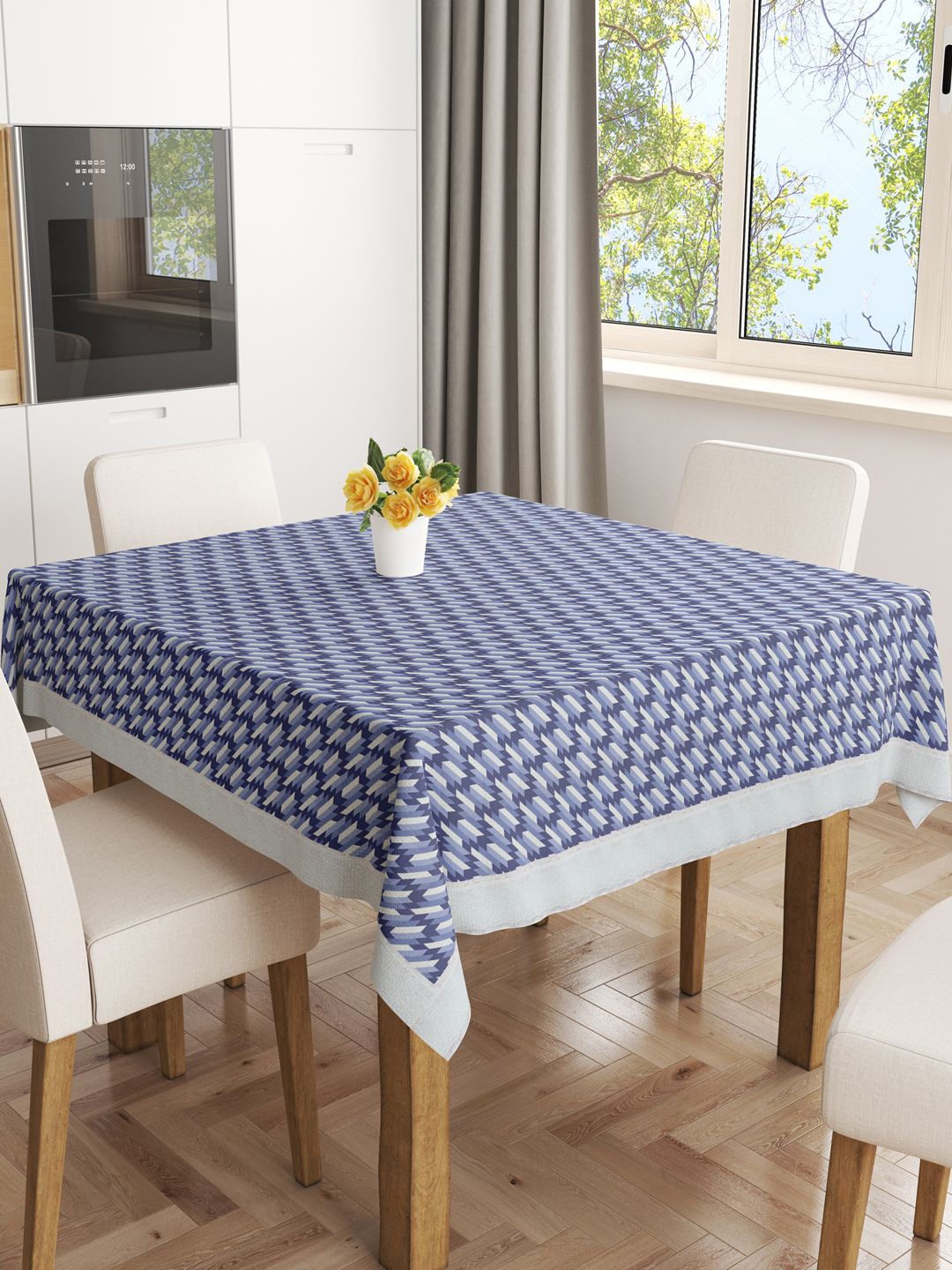 

BIANCA Blue Printed Anti-Slip 4-Seater Table Cover