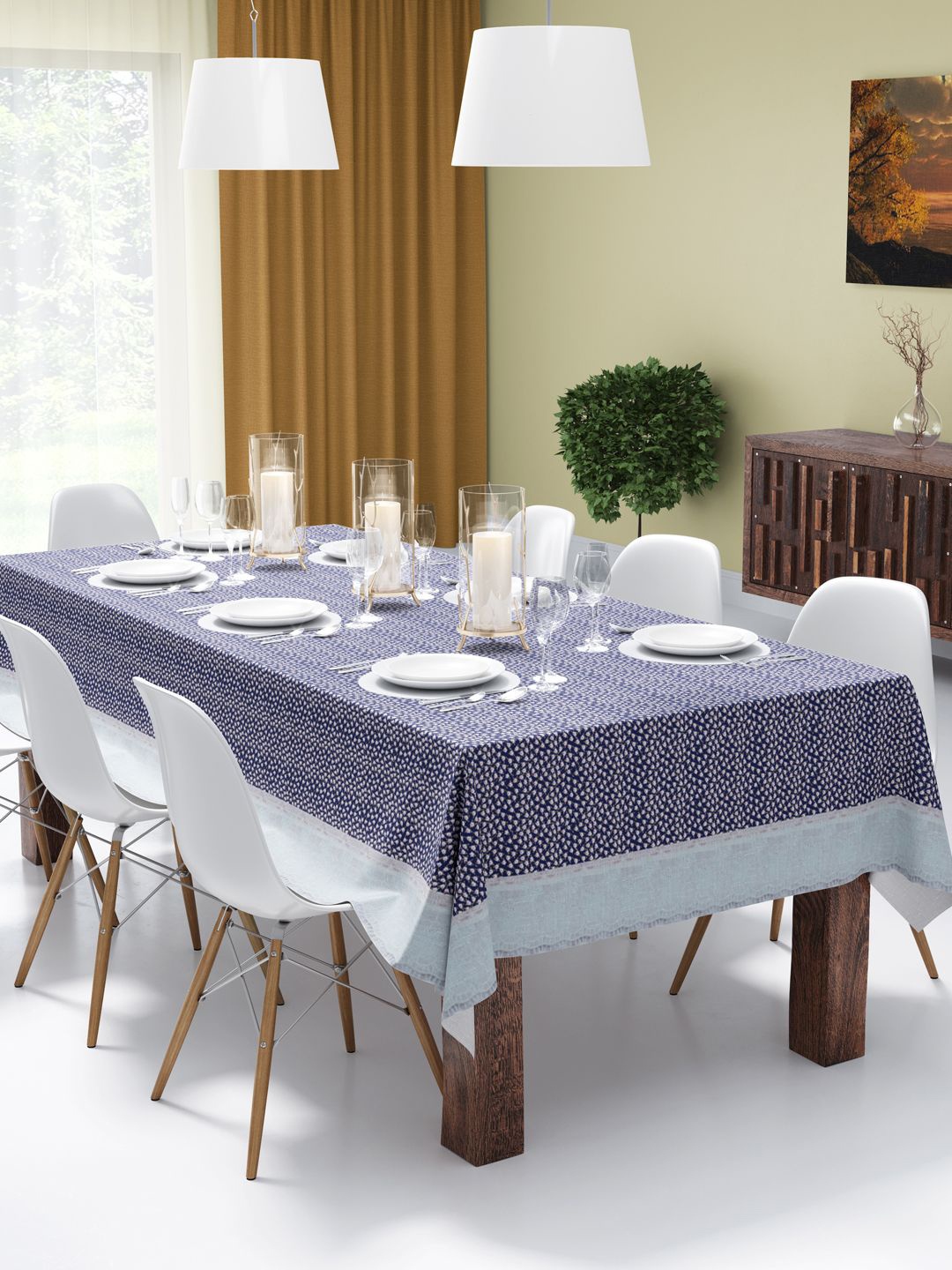

BIANCA La-Italia Blue Printed 6-Seater Rectangular Table Cover