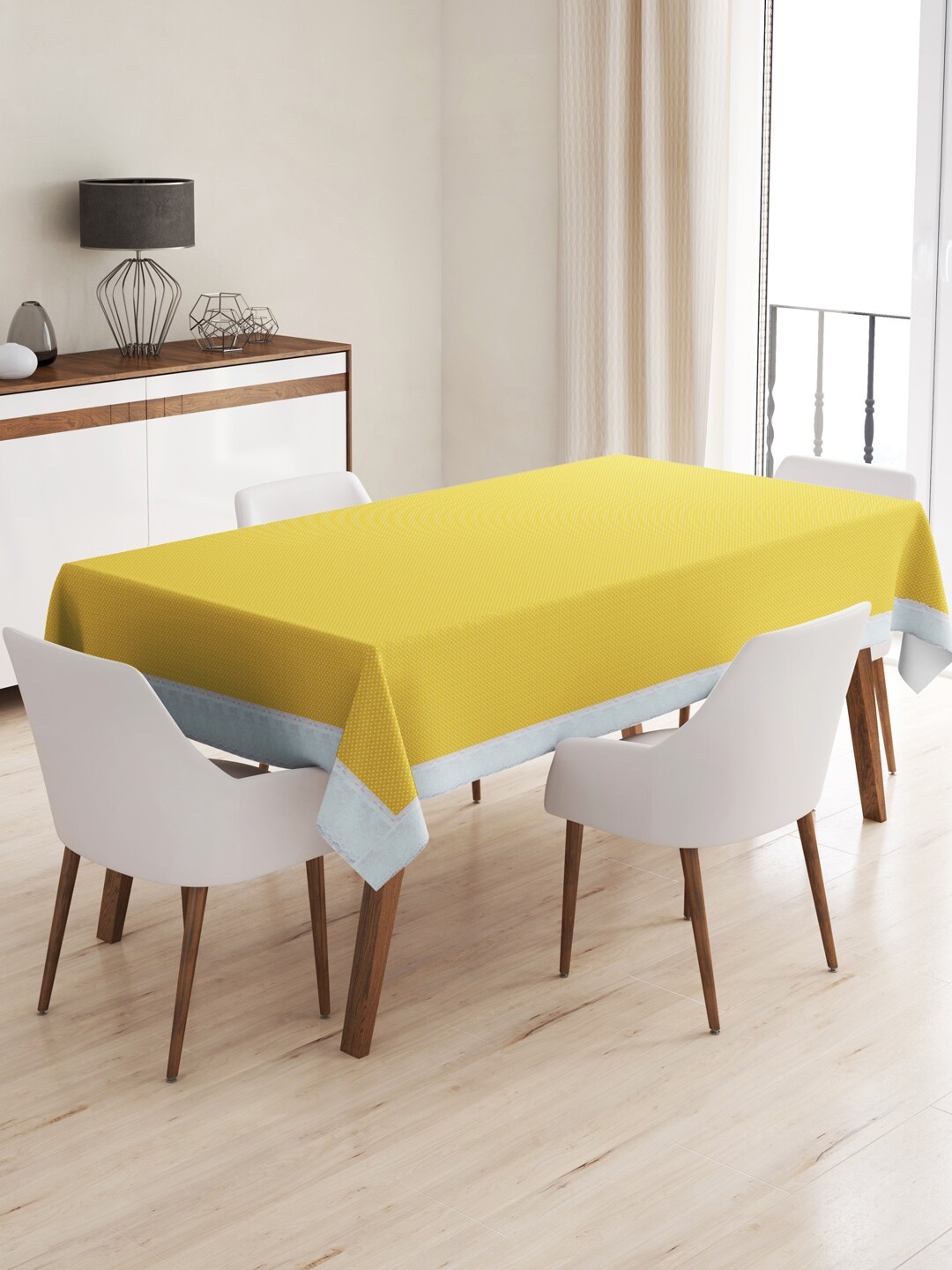 

BIANCA Yellow & White Printed Anti-Slip 2-Seater Table Cover