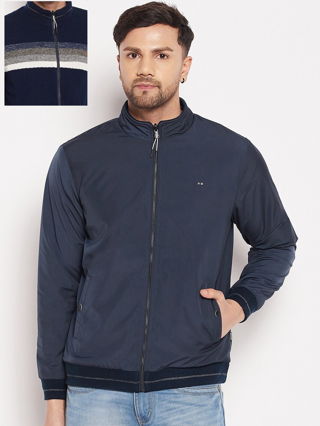 

Okane Men Reversible Bomber Jacket, Navy blue