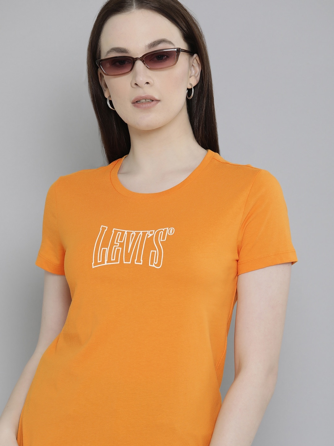 

Levis Women Pure Cotton Brand Logo Printed T-shirt, Mustard