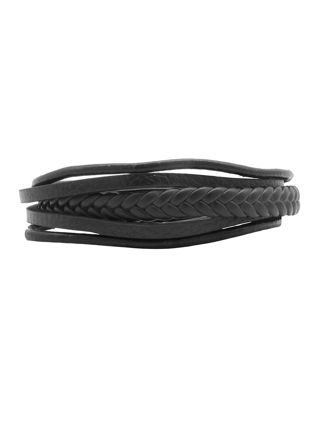 

JOKER & WITCH Men Leather Multistrand Bracelet, Black