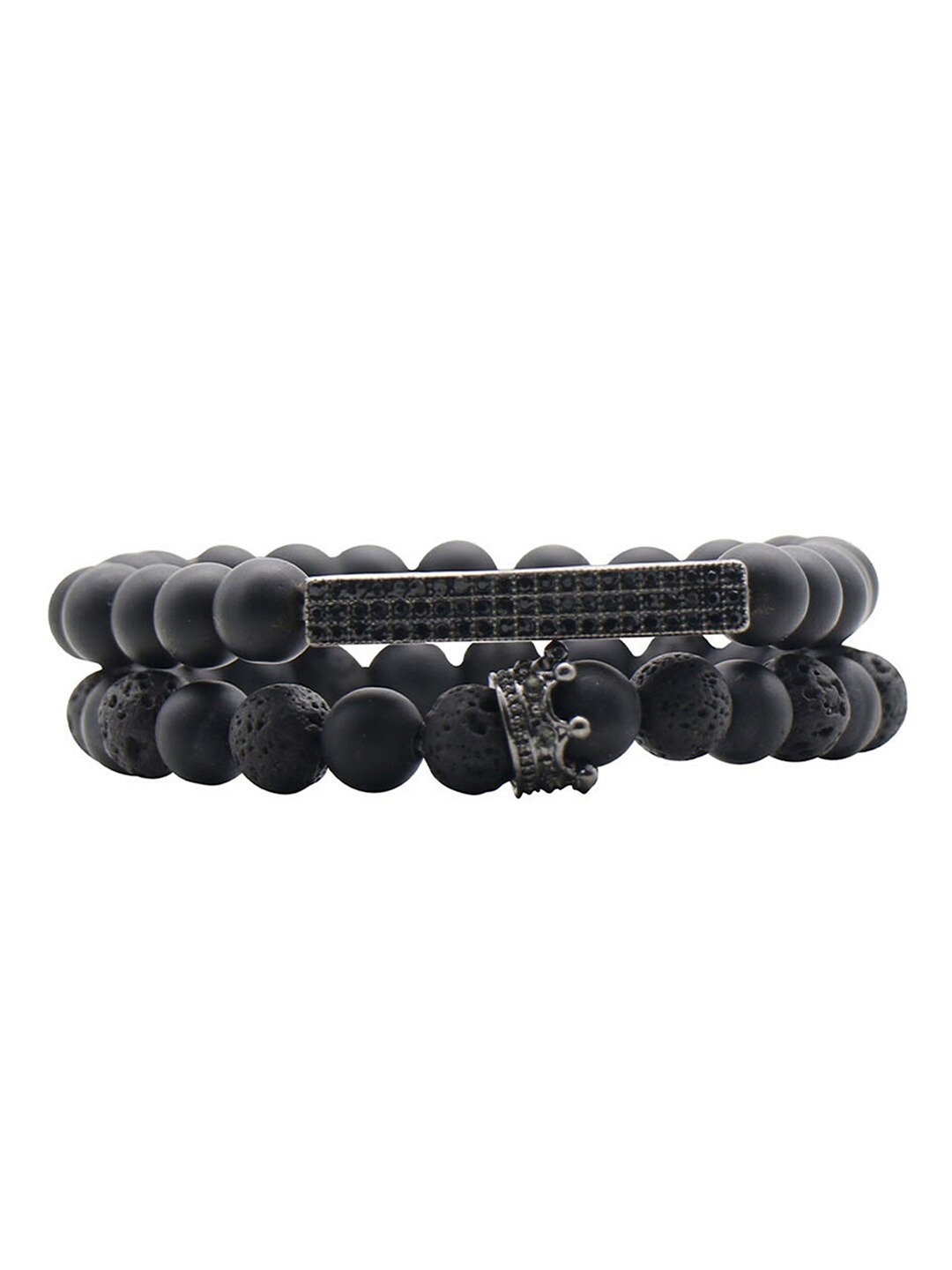 

JOKER & WITCH Men Set of 2 Beaded Bracelets, Black