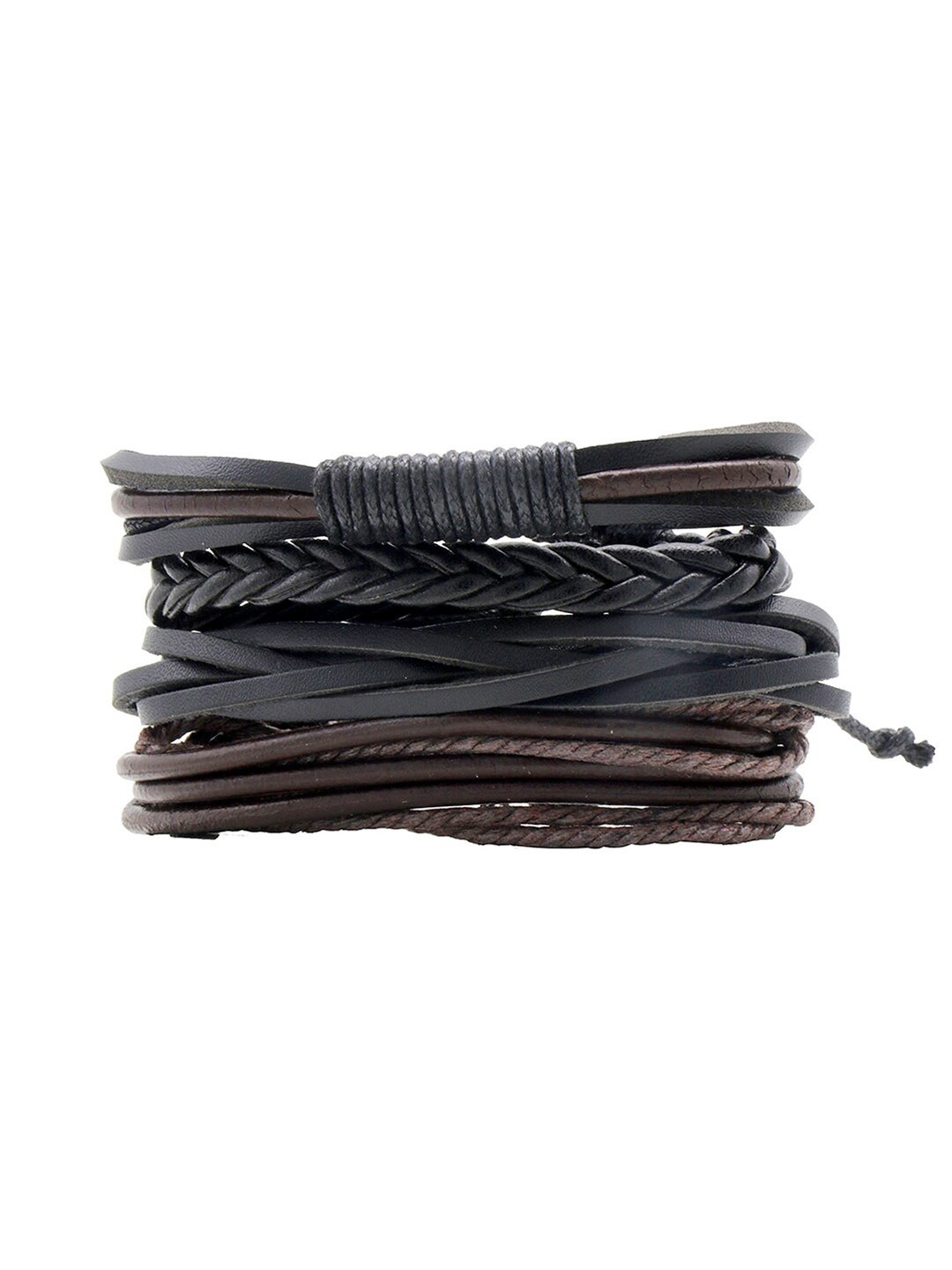 

JOKER & WITCH Men Set Of 4 Leather Multistrand Bracelet, Black