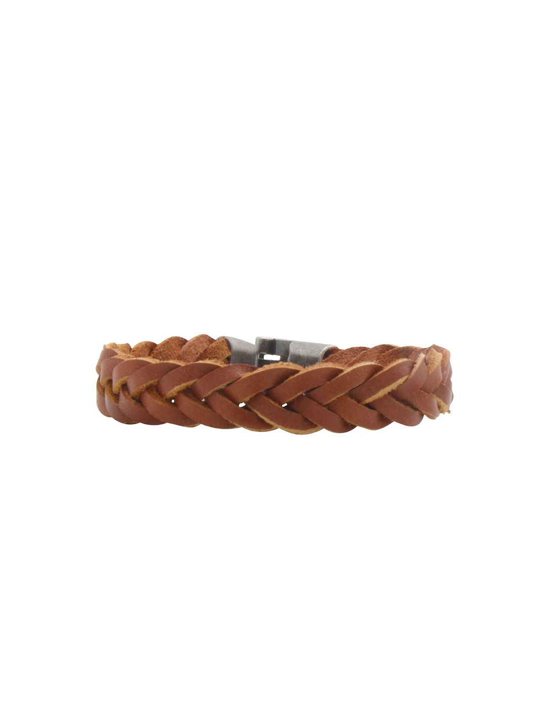 

JOKER & WITCH Men Leather Jack Braided Wraparound Bracelet, Tan