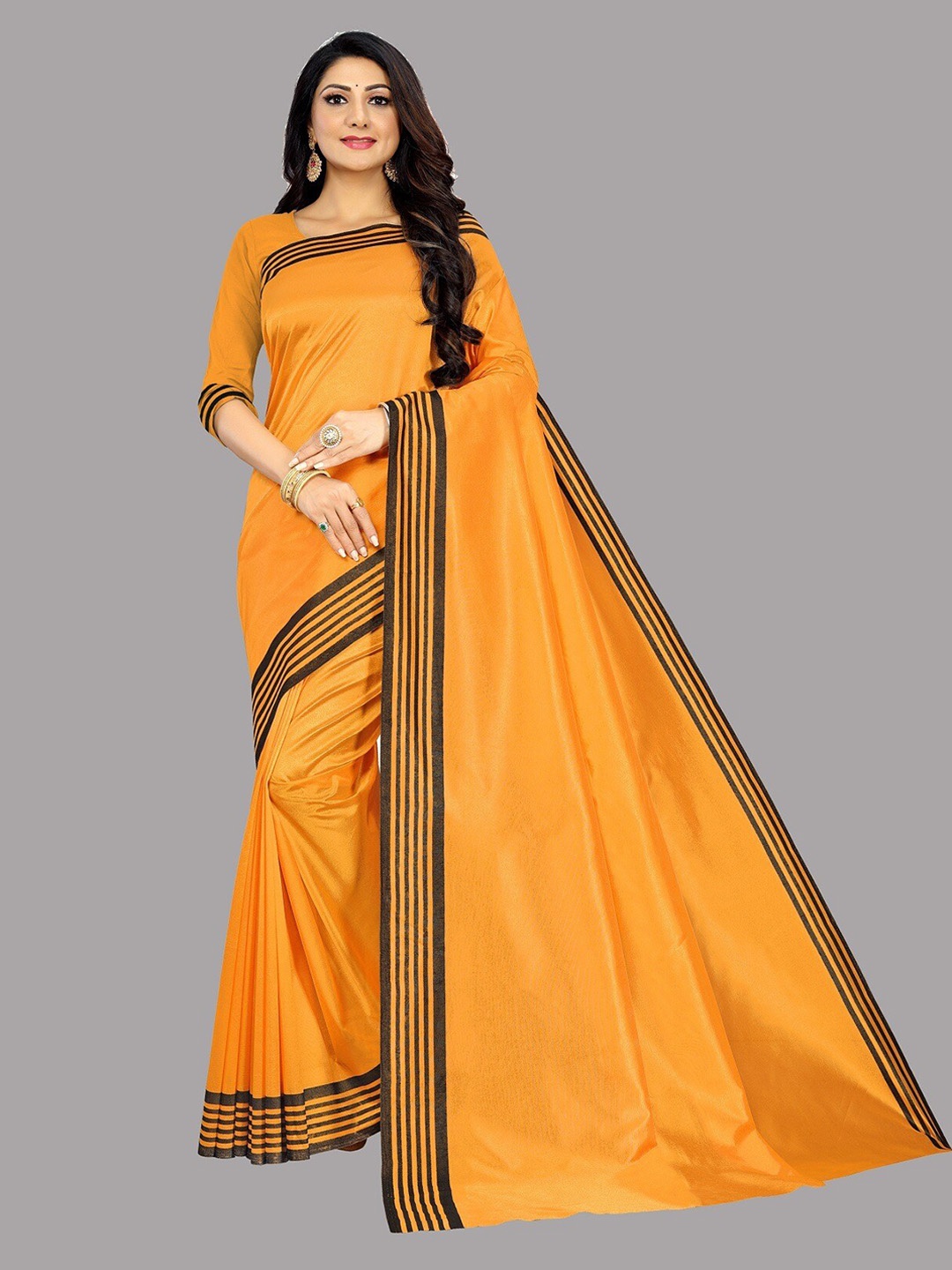 

YOYO Fashion Solid Saree, Yellow