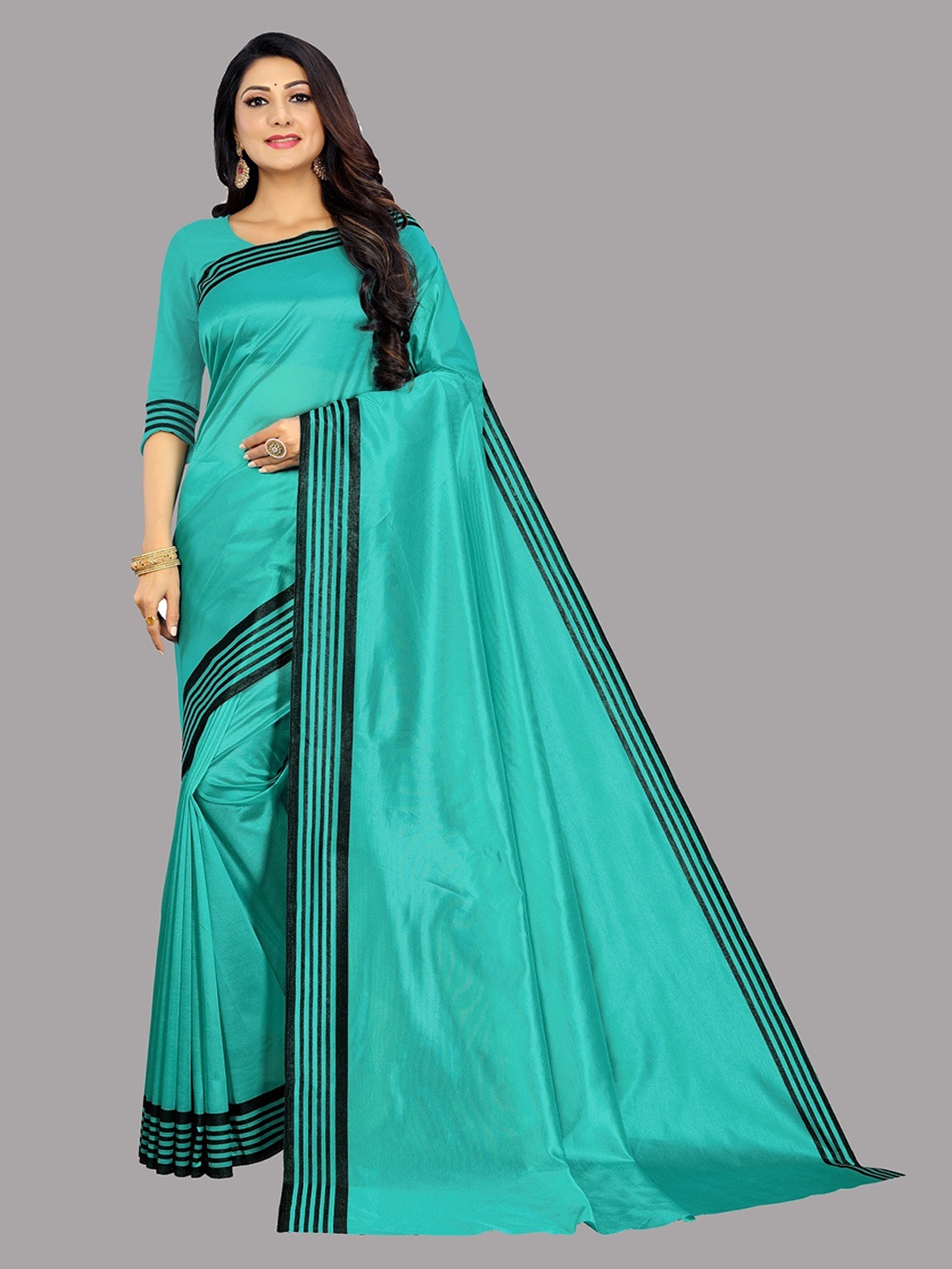 

YOYO Fashion Striped Saree, Sea green