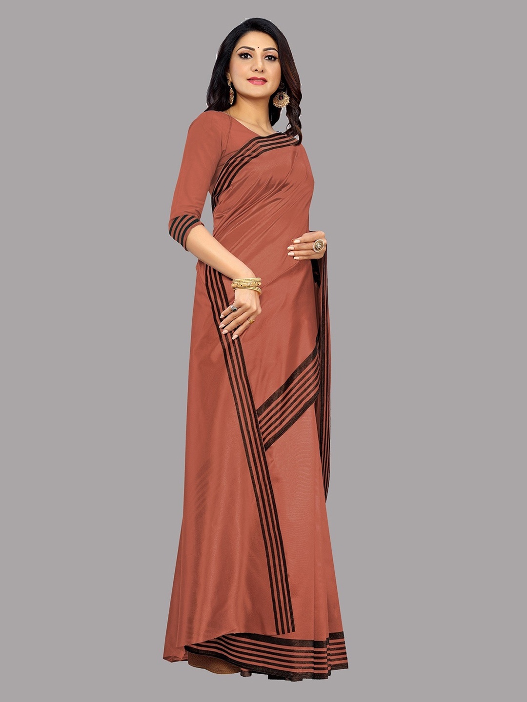 

YOYO Fashion Striped Saree, Peach