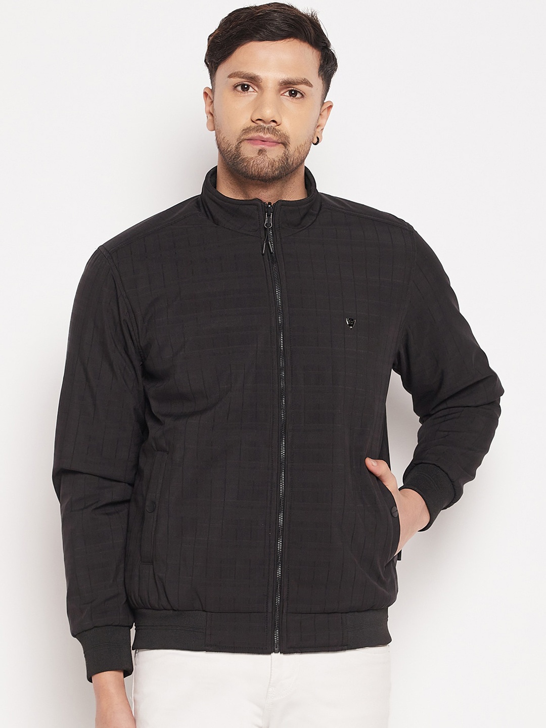 

Okane Men Checked Reversible Bomber Jacket, Black