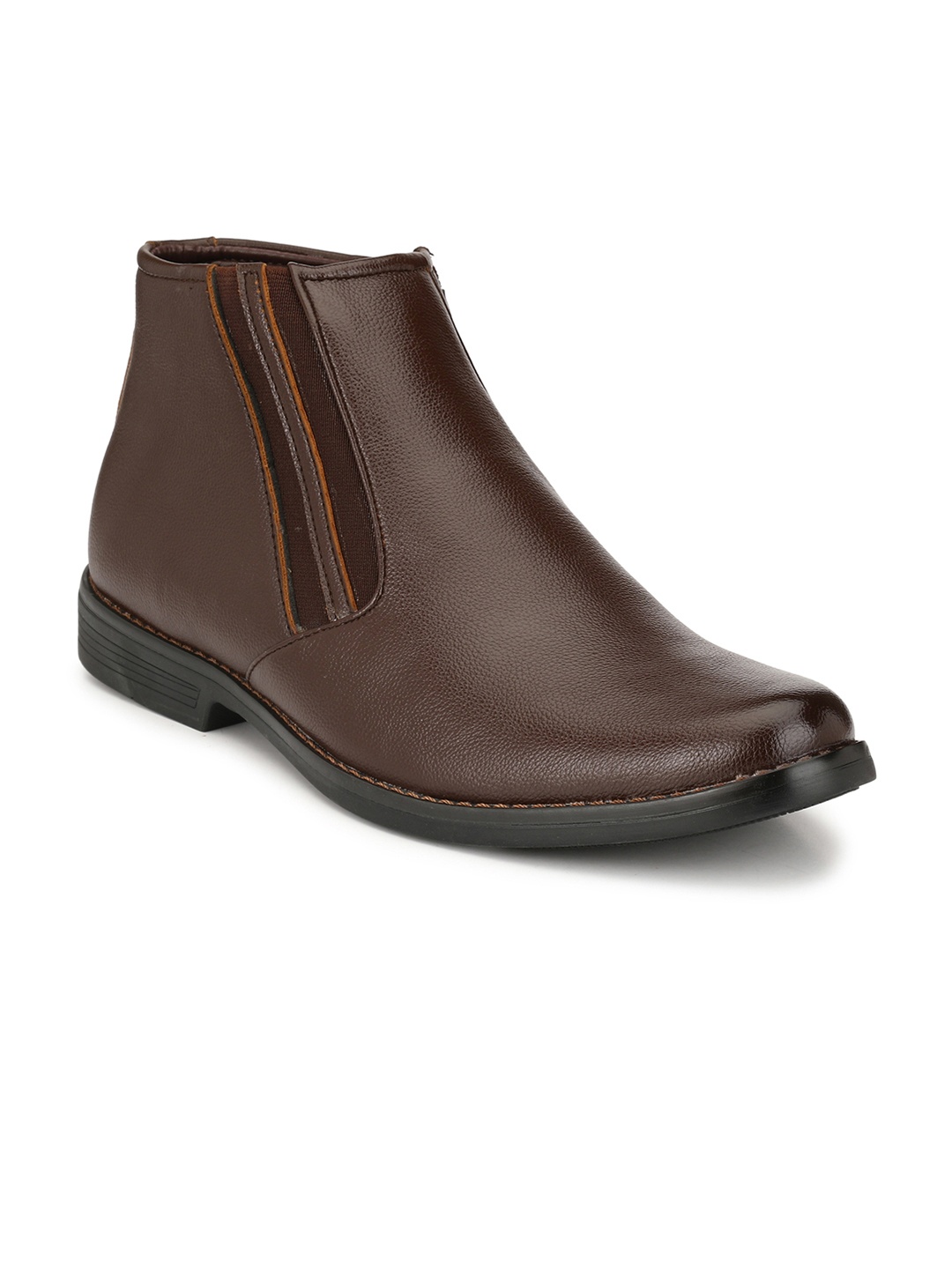 

Azzaro Black Men Brown Solid High-Top Flat Boots