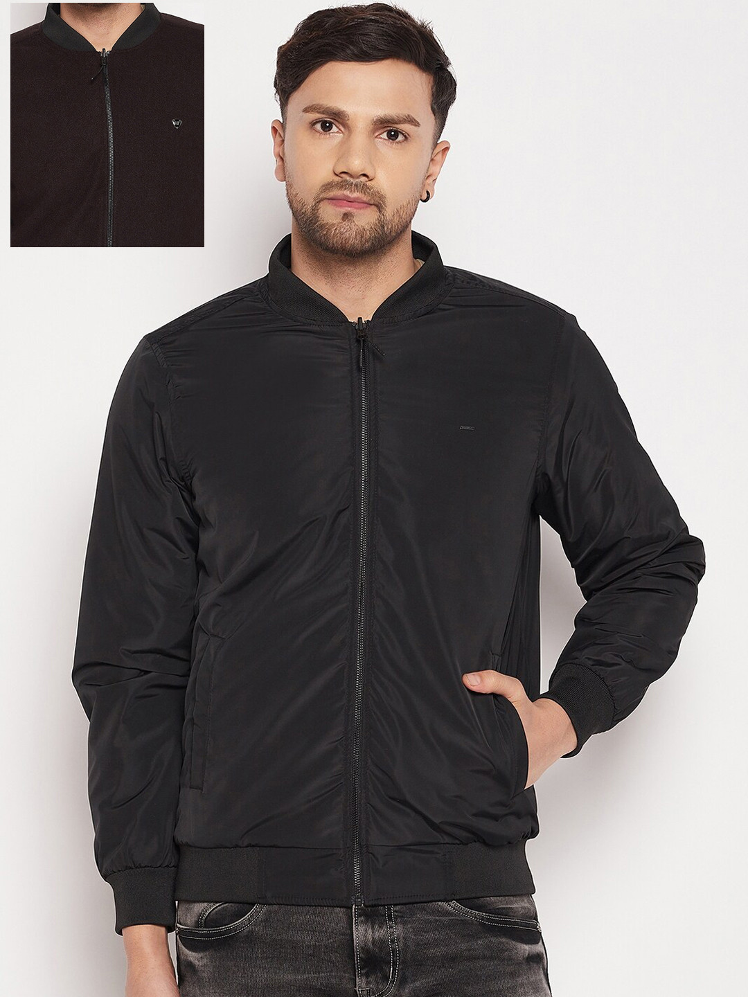 

Okane Men Reversible Bomber Jacket, Coffee brown
