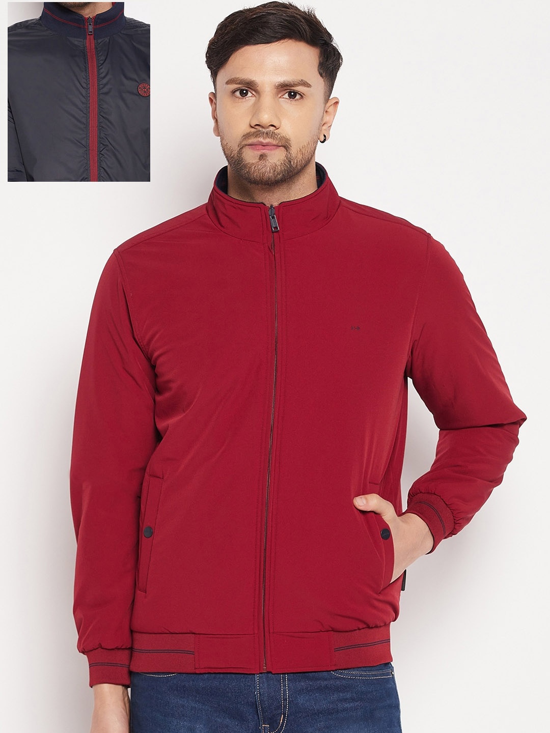

Okane Men Reversible Bomber Jacket, Maroon