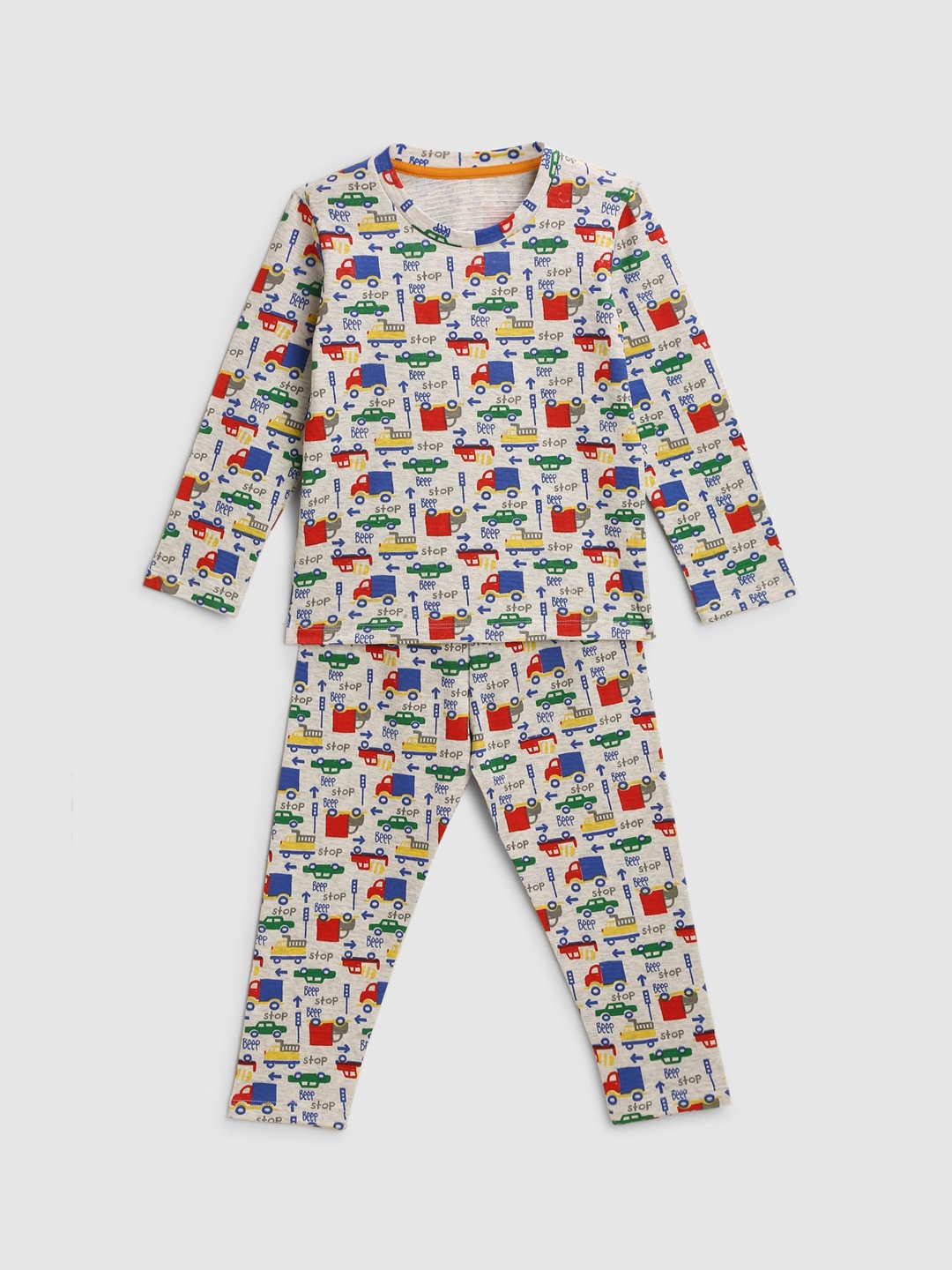 

YK Boys Conversational Printed Night Suit, Grey