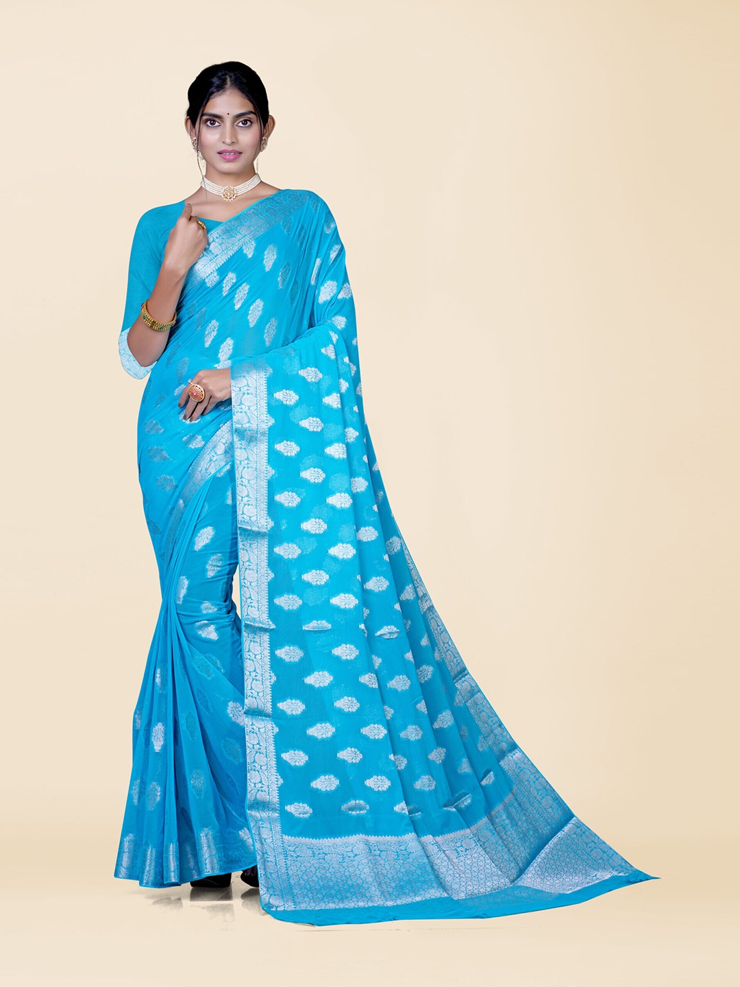 

KAJREE Woven Design ZarI Banarasi Saree, Blue
