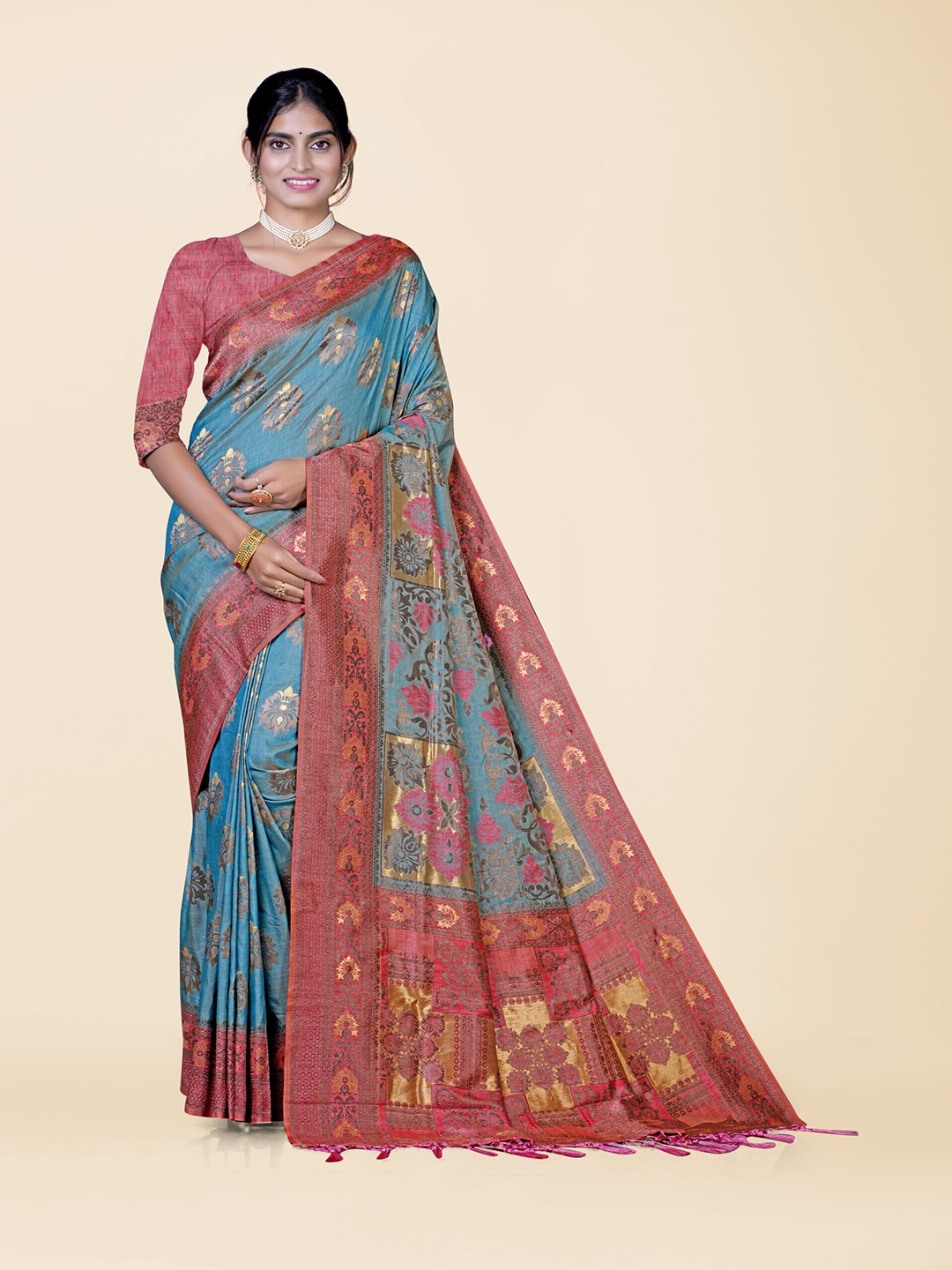 

KAJREE Woven Design Zari Banarasi Saree, Blue