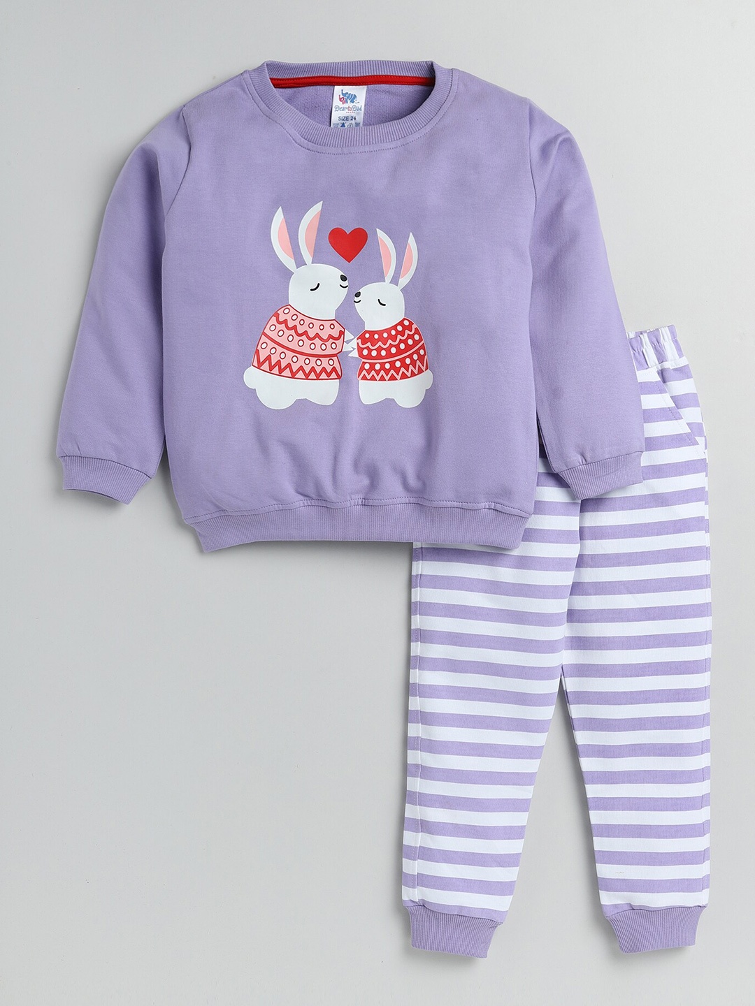 

Dear to Dad Girls Printed Pure Cotton Sweatshirt & Joggers, Purple