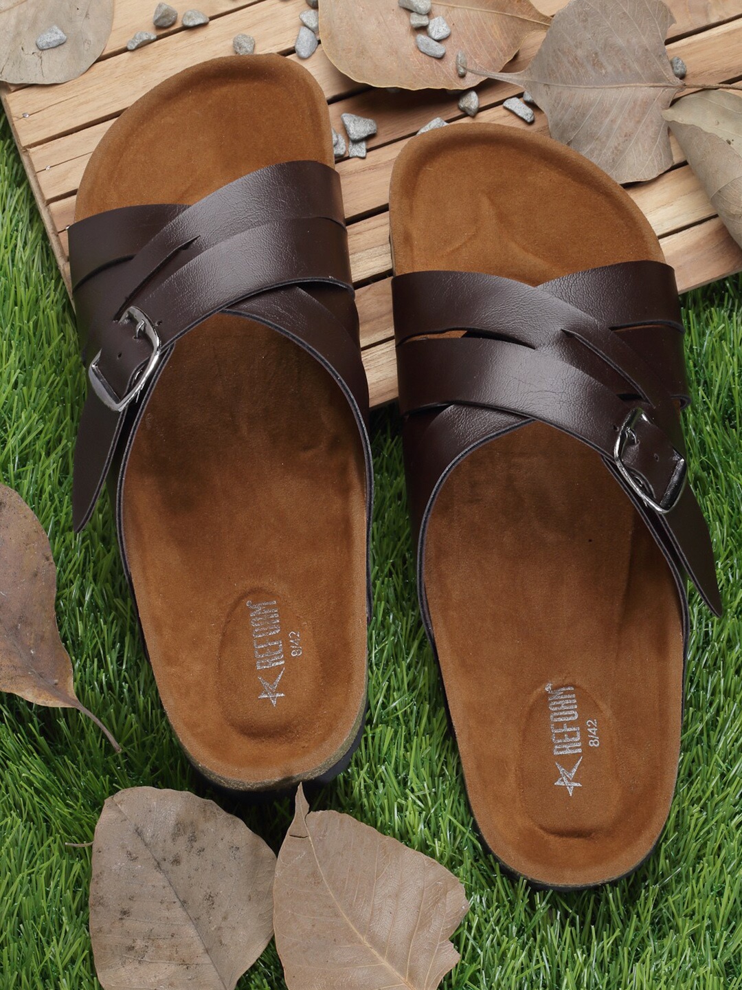 

REFOAM Men Brown & Black Comfort Sandals