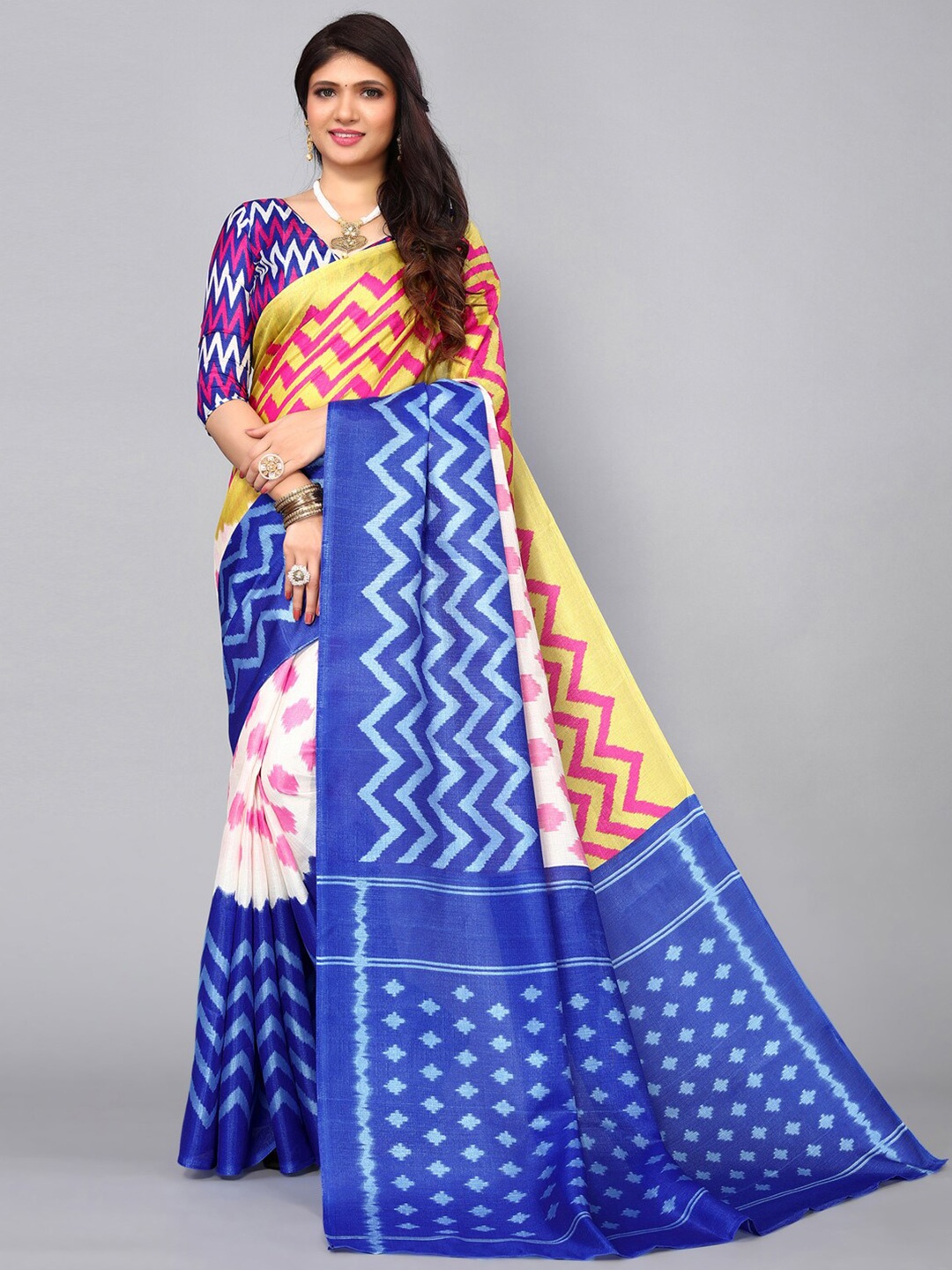 

KALINI Silk Blend Khadi Saree, Blue