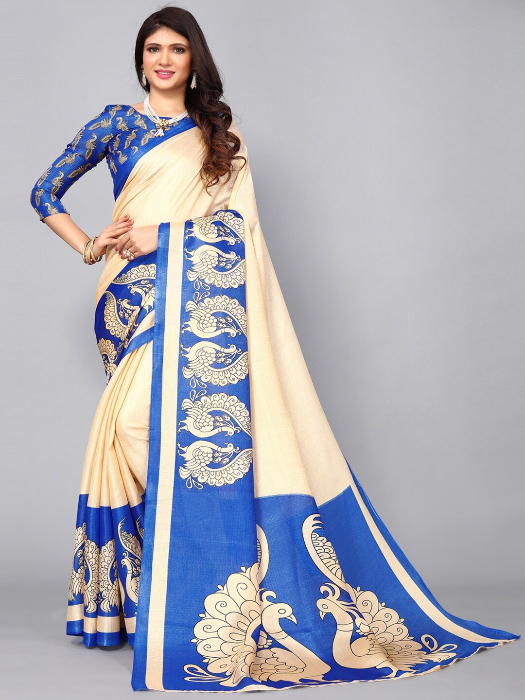

KALINI Ethnic Motifs Printed Saree, Blue