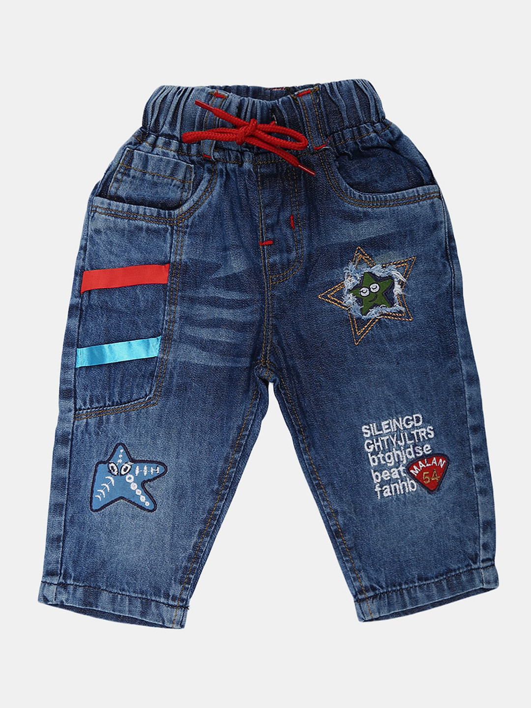 

V-Mart Kids Blue Classic Low Distress Light Fade Cotton Jeans