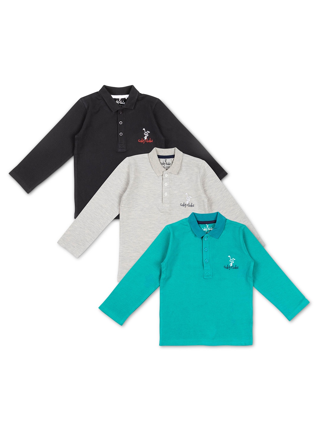 

Cuby Clubz Pack of 3 Boys Polo Collar Cotton T-shirt, Black