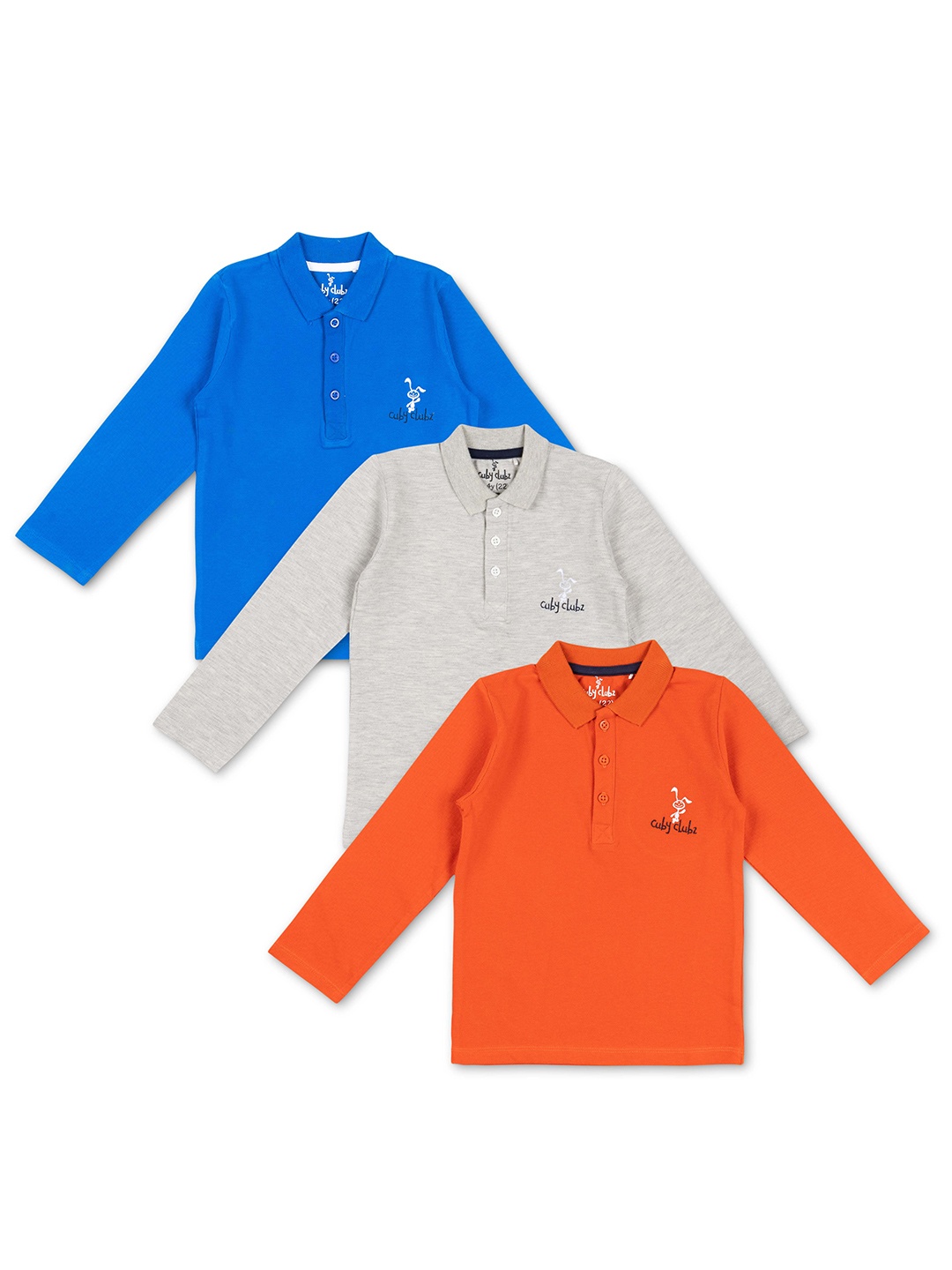 

Cuby Clubz Boys Coral & Grey Melange 3 Polo Collar T-shirt