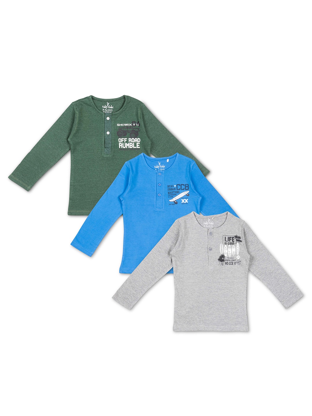 

Cuby Clubz Boys Grey Melange & Blue 3 T-shirt