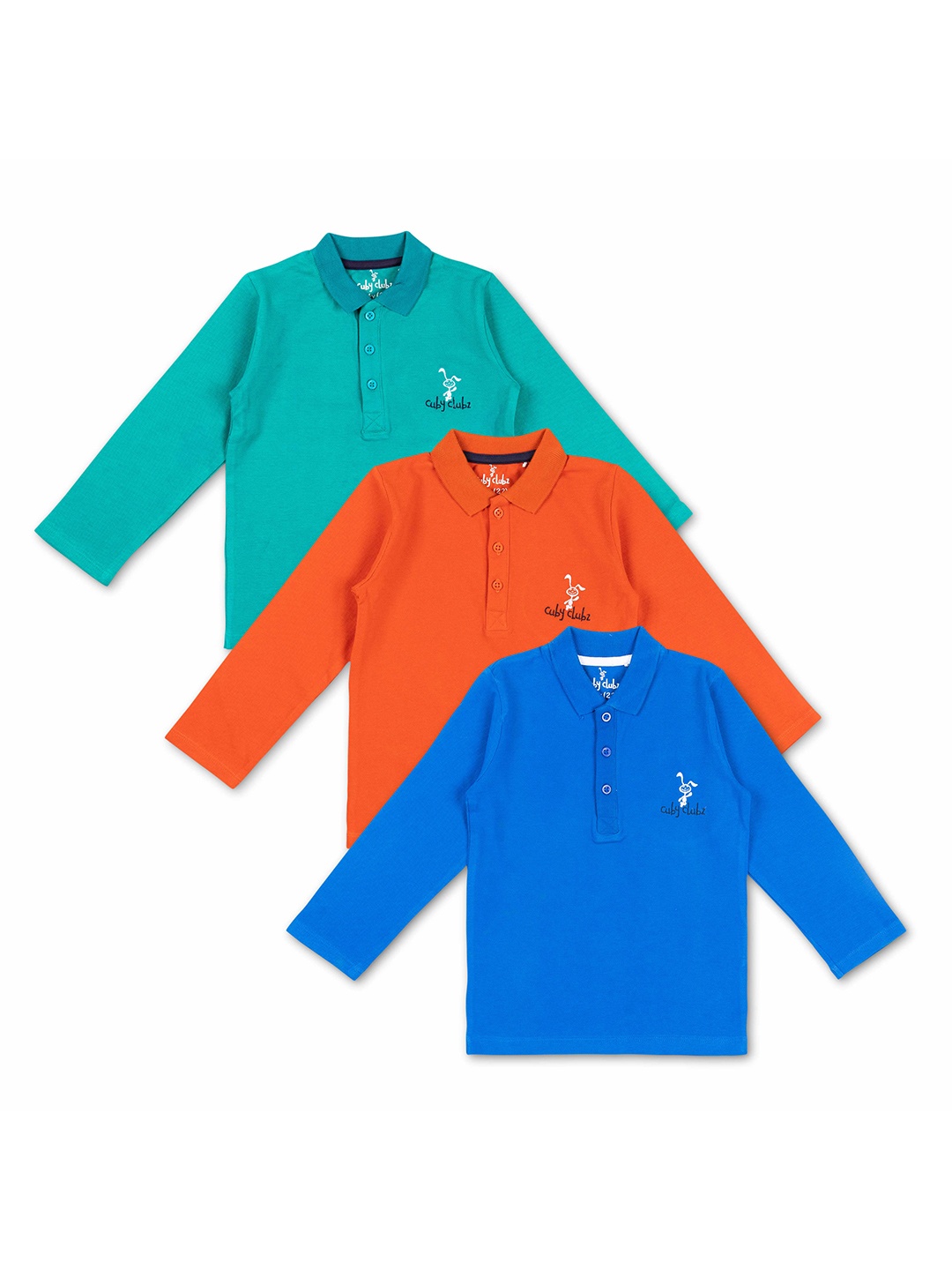 

Cuby Clubz Boys Blue & Orange 3 Polo Collar T-shirt