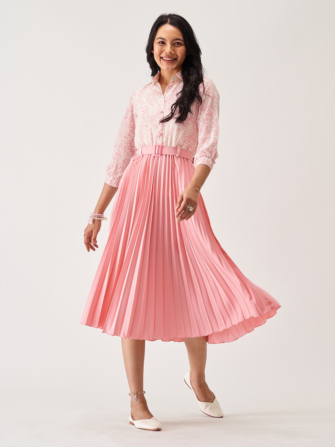 

AASK Floral Printed Crepe Midi Dress, Pink