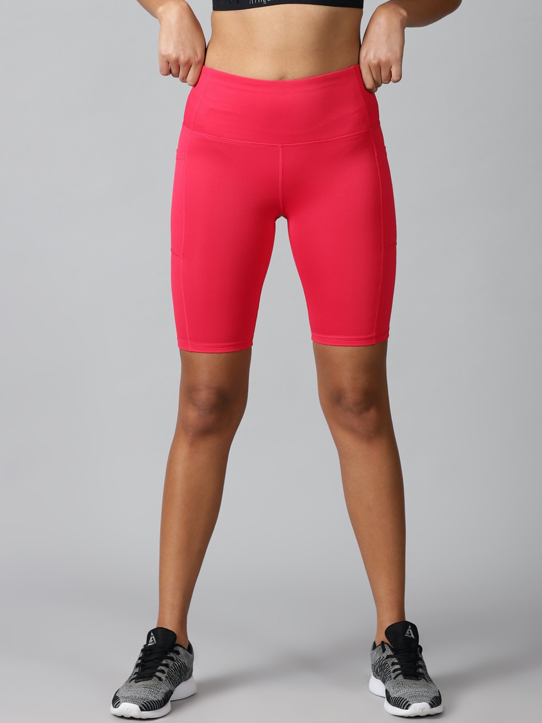 

The Short Store Women Skinny Fit High-Rise Training or Gym Rapid-Dry Sports Shorts, Pink
