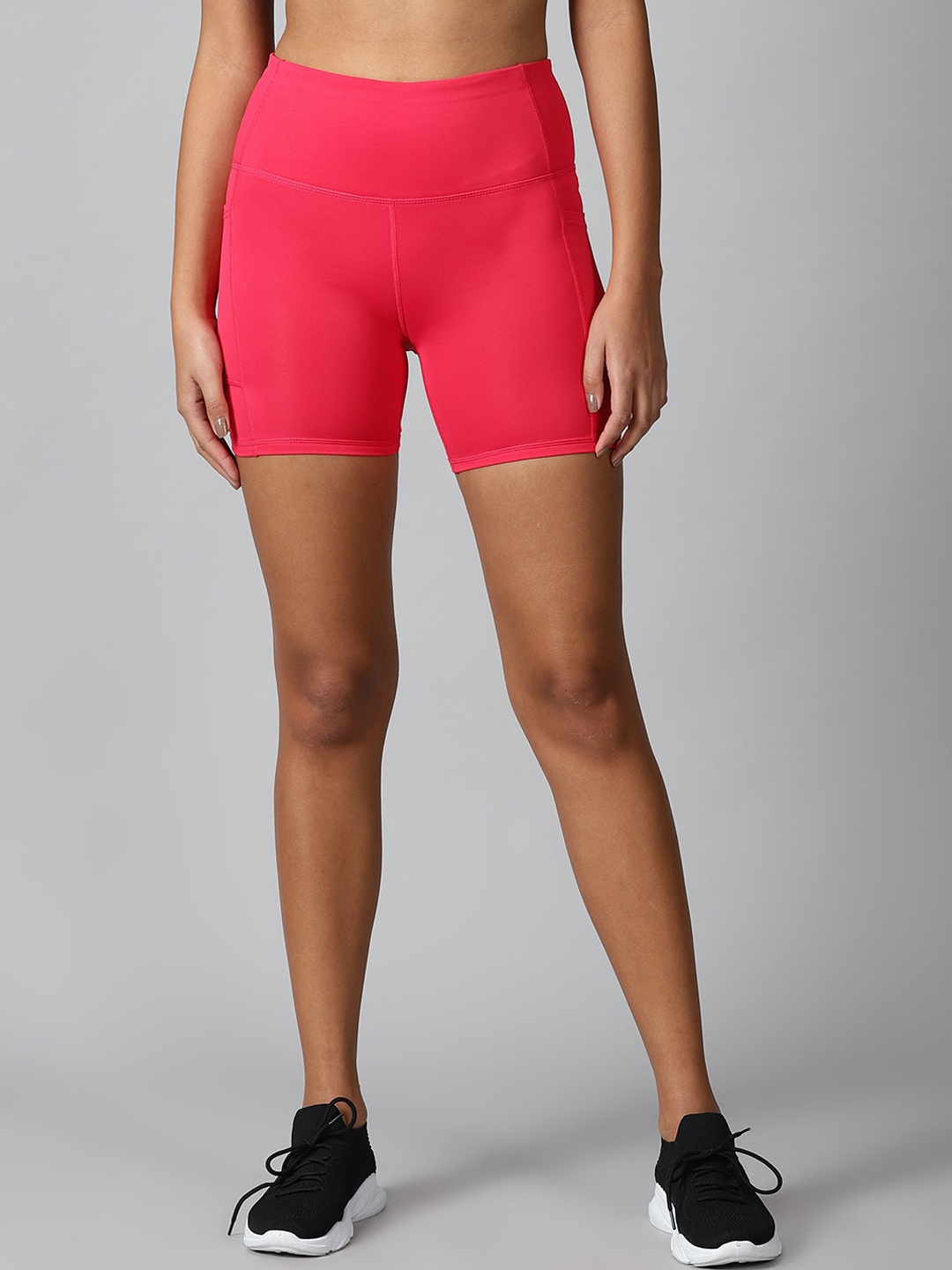 

The Short Store Women Skinny Fit High-Rise Training or Gym Sports Shorts, Pink