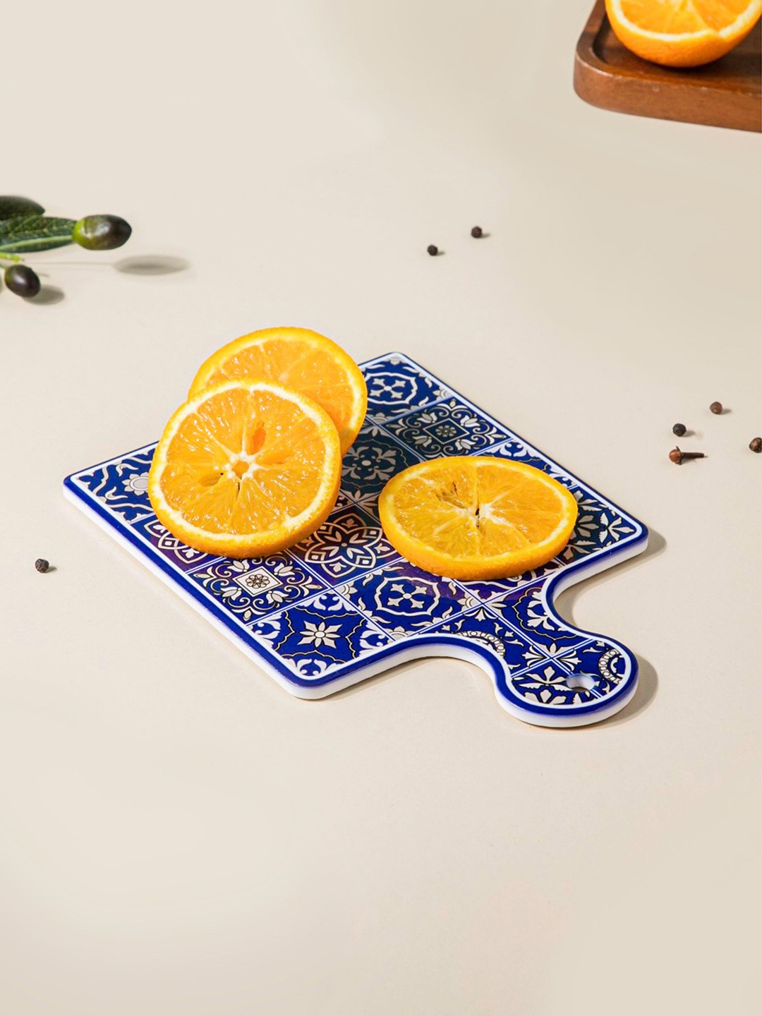 

Nestasia Blue Ceramic Pottery Printed Serving Platter