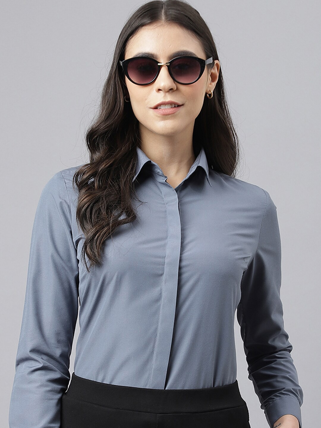 

English Navy Women Formal Shirt, Grey