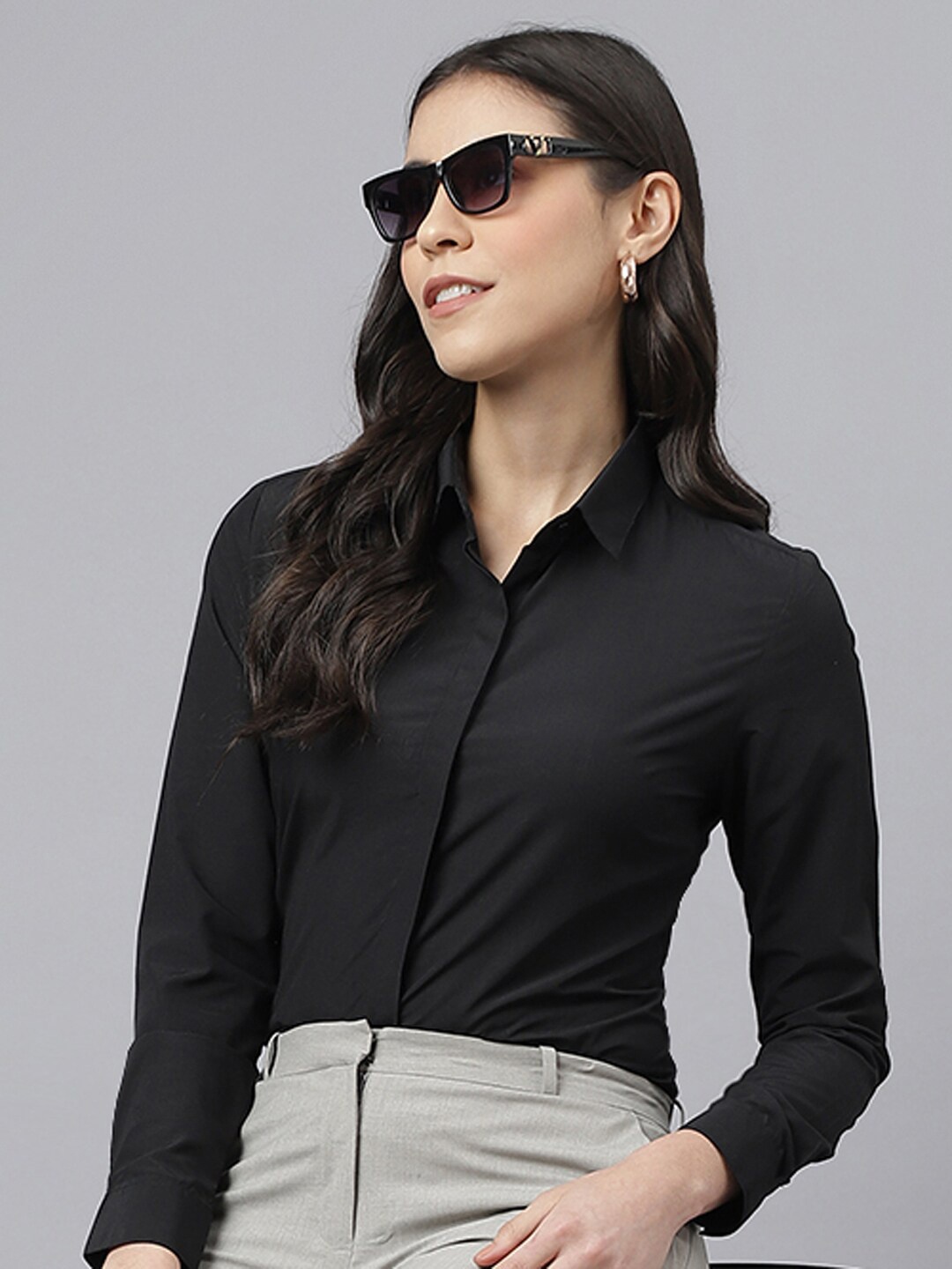 

English Navy Women Formal Shirt, Black