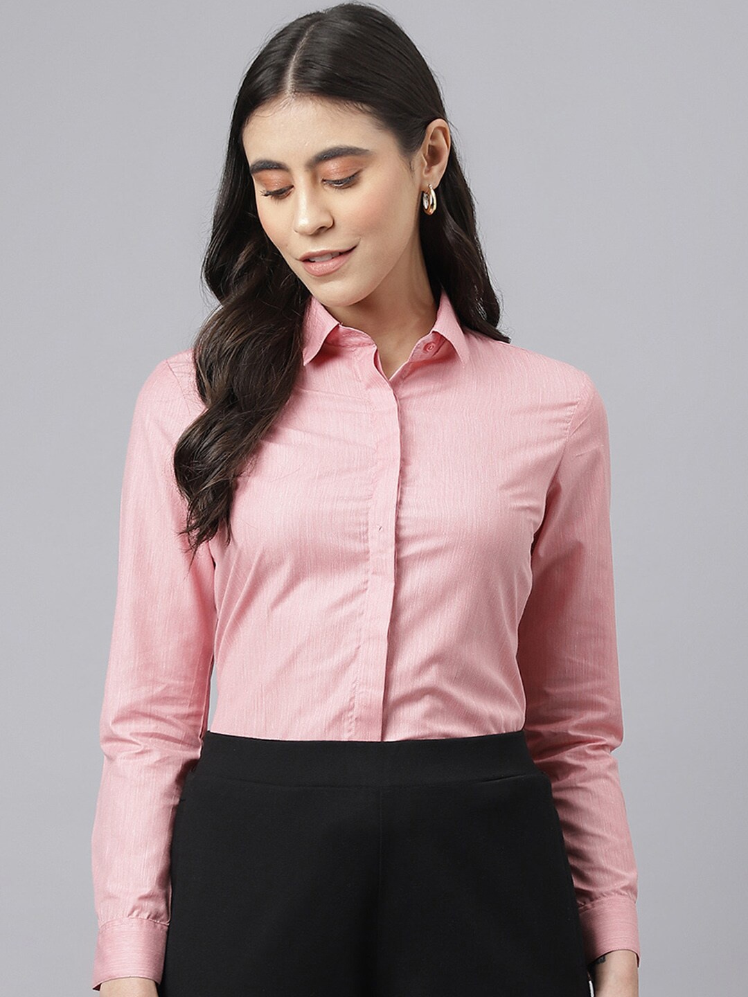 

English Navy Women Formal Shirt, Coral