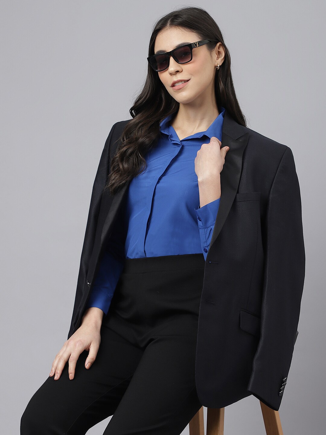 

English Navy Women Formal Shirt, Blue