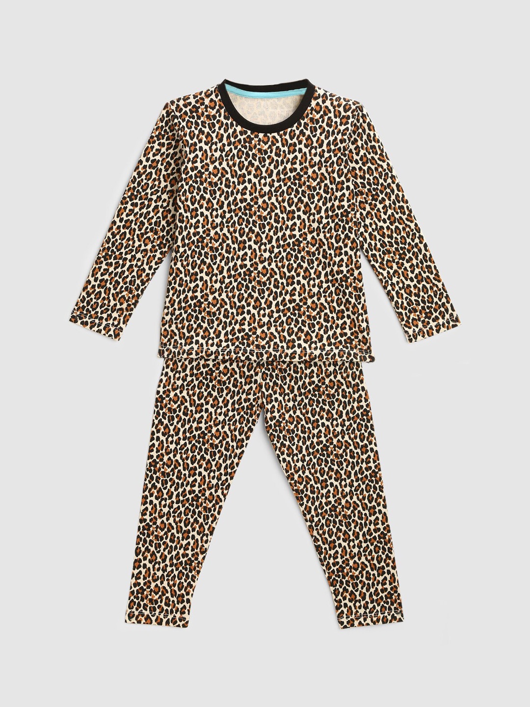 

HERE&NOW Girls Animal Printed Night Suit, Brown