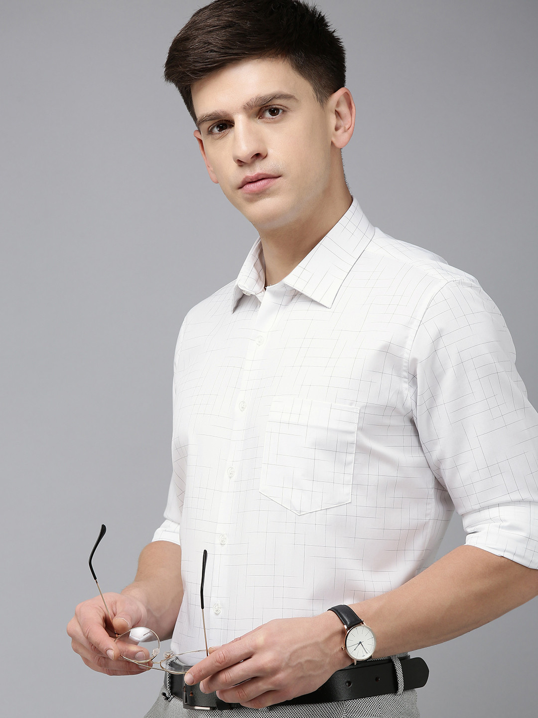 

Van Heusen Slim Fit Checked Pure Cotton Formal Shirt, White