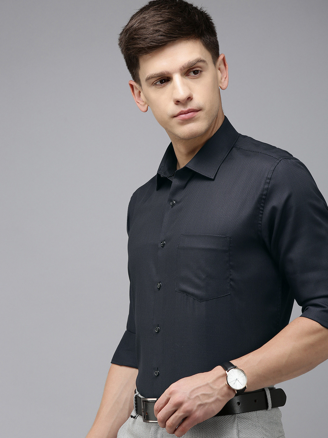 

Van Heusen Men Pure Cotton Slim Fit Formal Shirt, Grey