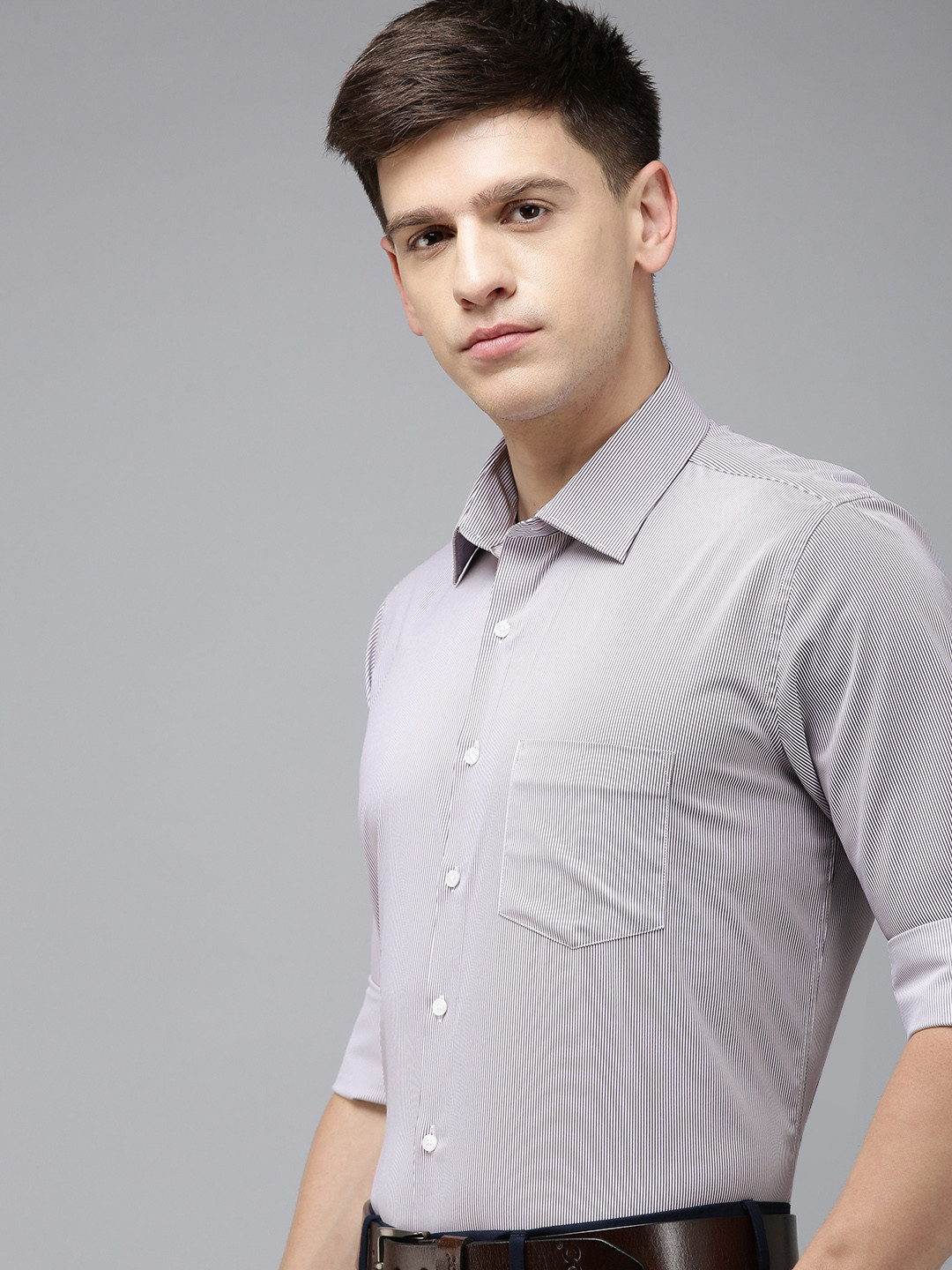 

Van Heusen Men Slim Fit Striped Formal Shirt, Grey
