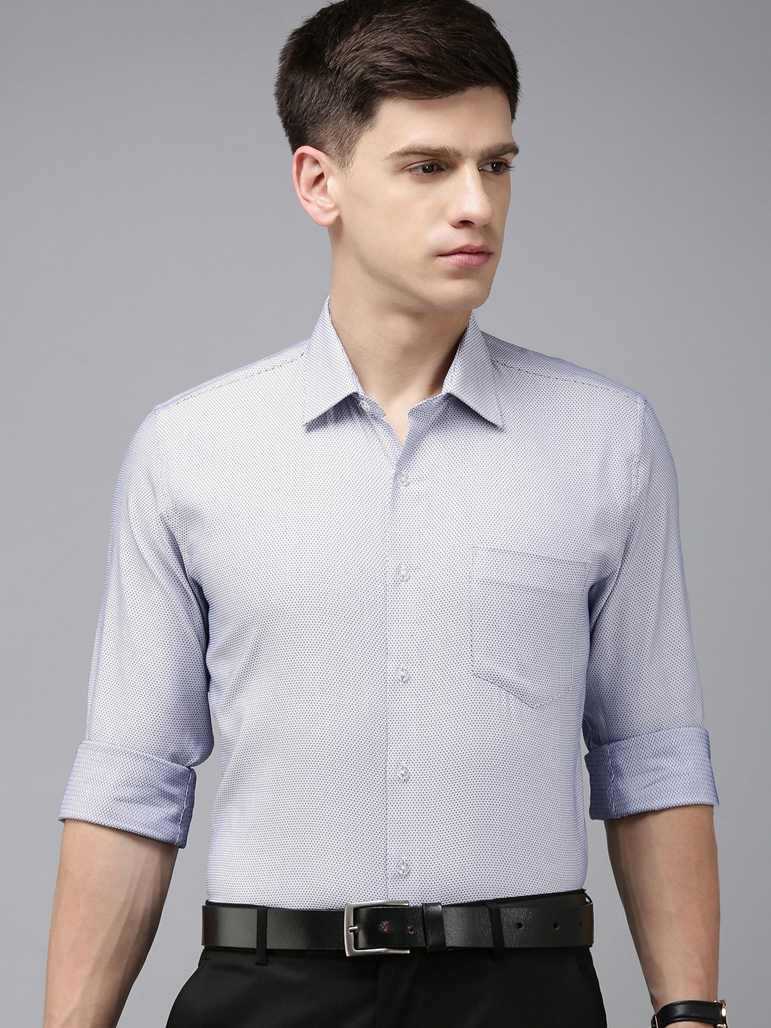 

Van Heusen Men Slim Fit Printed Formal Shirt, Blue