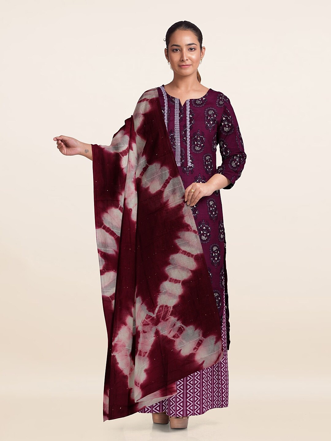 

Pothys Printed Unstitched Dress Material, Magenta